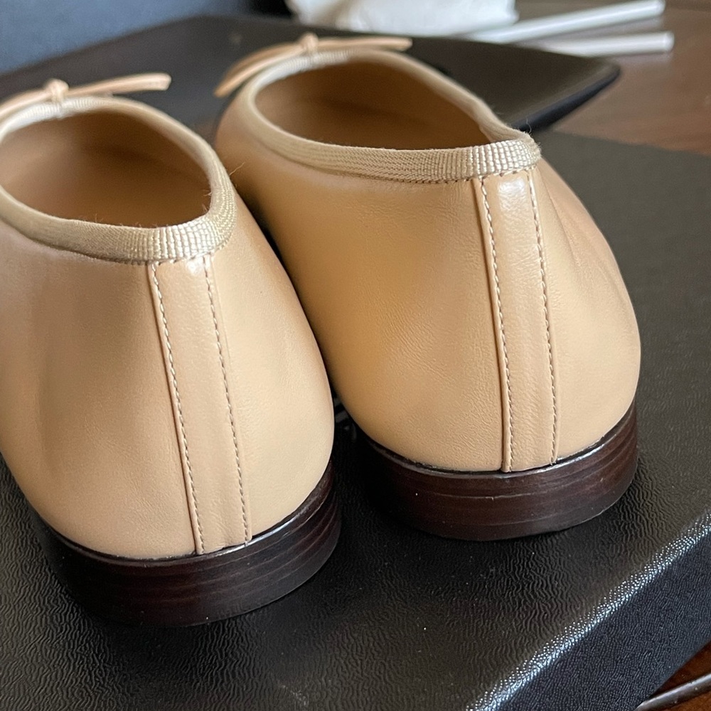 NIB CHANEL Beige Lambskin Cap Toe Ballerina Flats - Picture 10 of 12